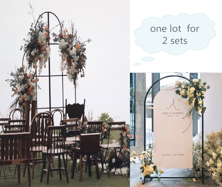 2sets Iron Big Arch Rack Metal Shelf Frame for Lawn Wedding Backdrop Flower Balloon Billboard Stand Party Stage Background Decor