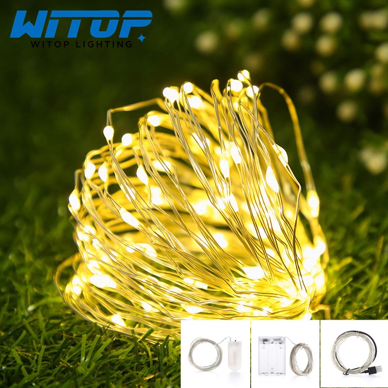 LED String lights Fairy Garland Cooper Wire For Outdoor Home Christmas Wedding Party Decoration Decor lamps Waterproof 2M5M10M