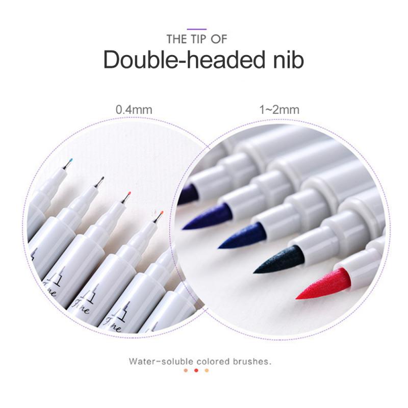 Double Head Highlighter Soft Brush Painting Drawing Erasable Markers Pen Marker Color Pen Office School Art Supplies Stationery