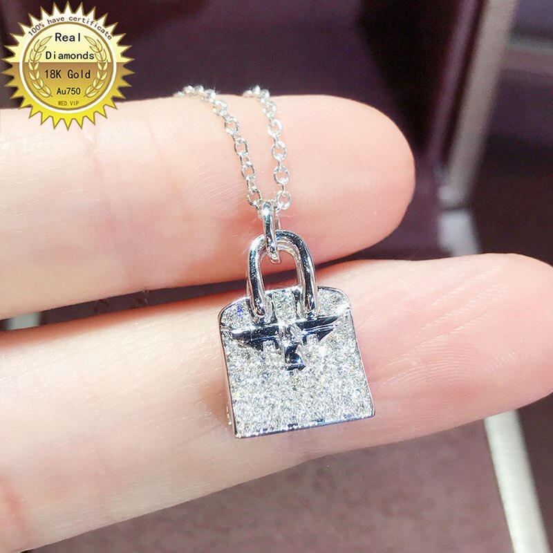 100% 18K white gold natural diamond necklace all use 0.2ct diamond and have certificate HM036