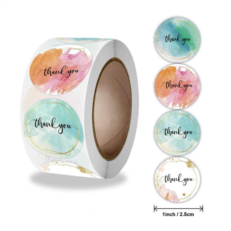 Watercolor Graffiti Thank You Sticker Labels Sealing Paper Stickers Stationery & Office Supply Decoration Scrapbooking 50PCS