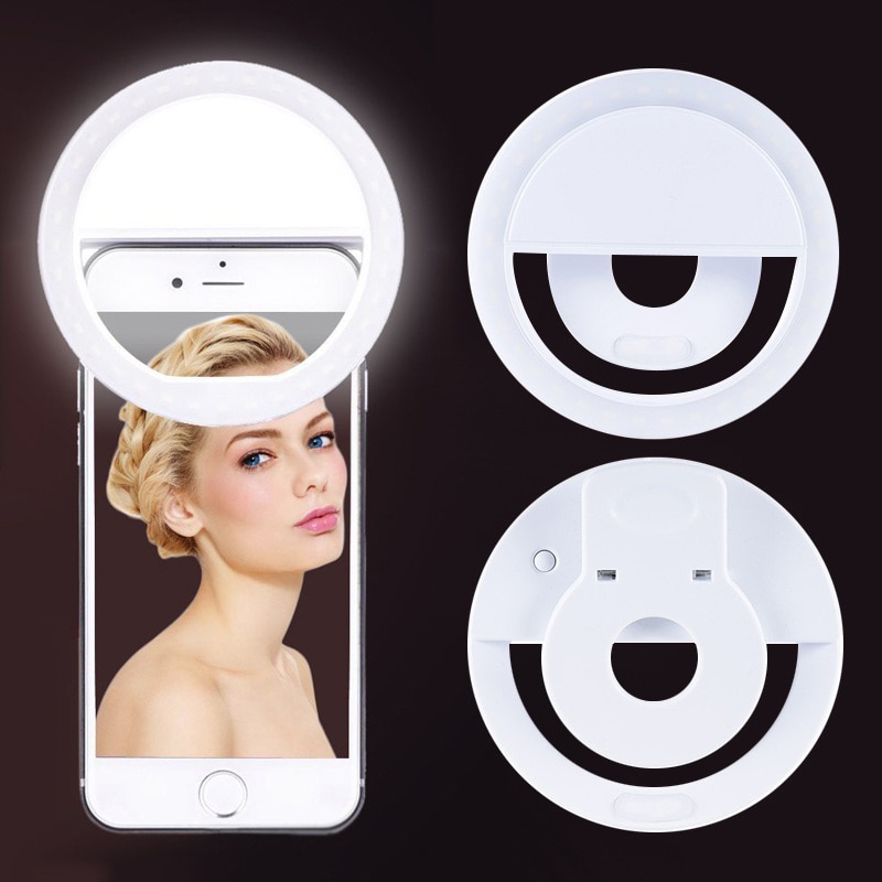 USB Charging Selfie Ring LED Phone Light Lamp Universal Mobile Phone Lens LED Sefie Lamp Ring Flash Lenses For Iphone Samsung