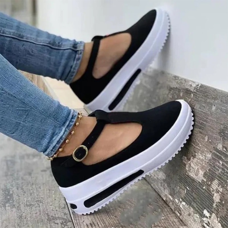 2021 Women Shoes New Summer Sandals Thick Bottom Platform Flat Shoes Ladies Wedges Sandals Buckle Strap Casual Female Footwear