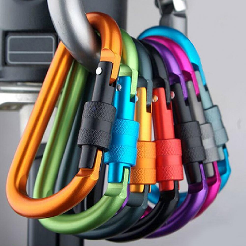 Carabiner D-Ring Nut Button Aluminum Alloy High Strength Keychain Clip for Camping Keychain Clip