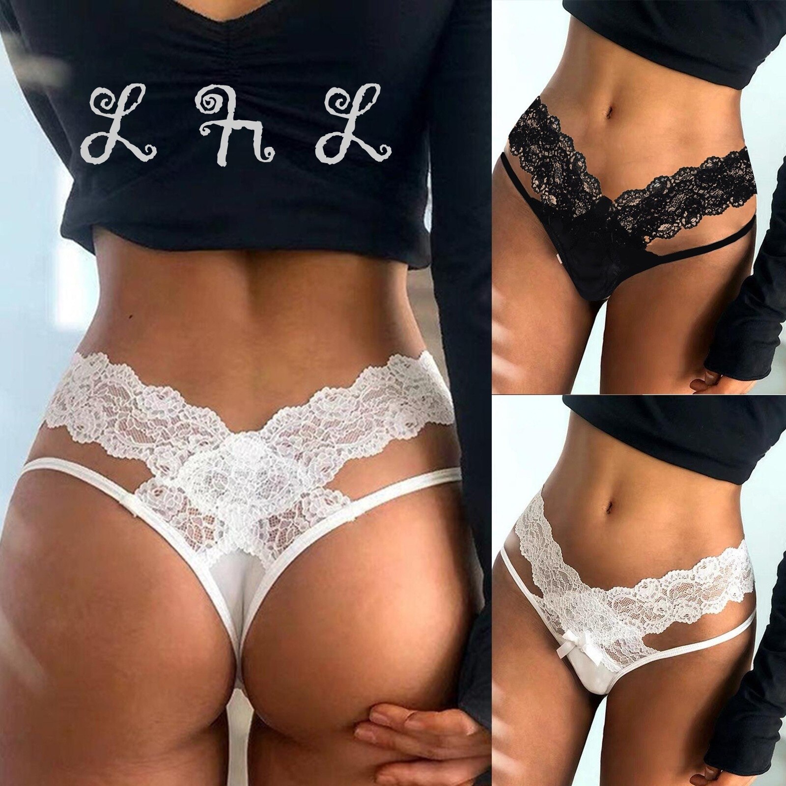 2021 Hot Sale S-3XL Sexy Women Bandage Hollow Out Lace Thong Panties Lingerie T back Lingerie Soft Comfortable Underwear