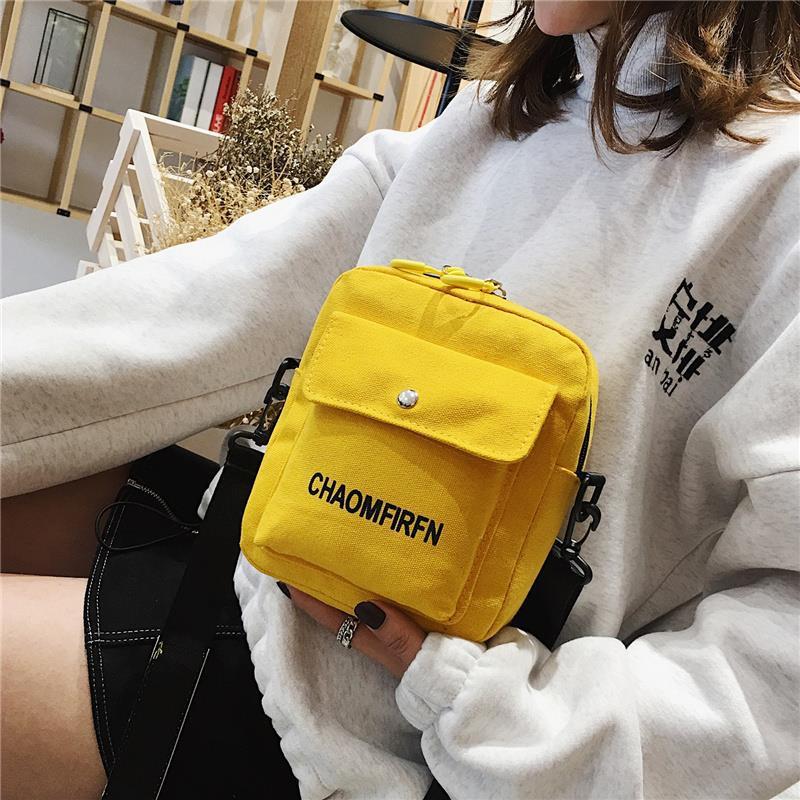 Canvas Small Bag Female New Style Flap Korean-style Versatile Shoulder Bag Students GIRL'S Small Shoulder Bag High Street