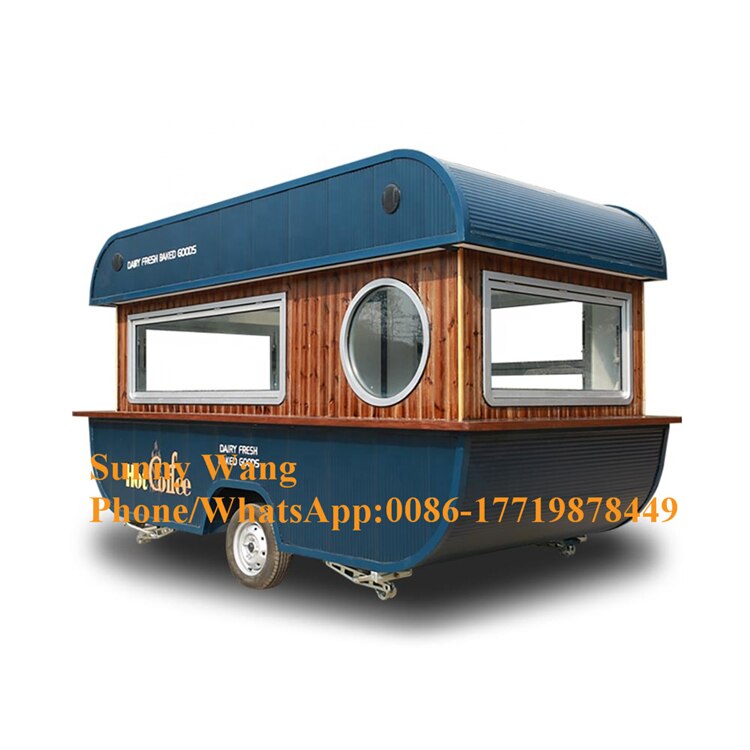 new design customized ship type coffee trailer mobile street shop snack vending food cart