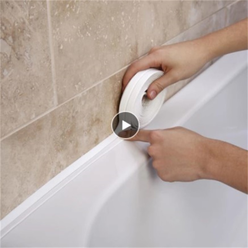 New Sealing Strip Bathroom Shower Sink Bath Caulk Tape White PVC Self Adhesive Waterproof Wall Tape Bathroom Kitchen Door Gap