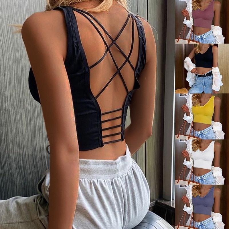 Women's Sexy Seamless Sports Yoga Bras Bandage Hollow Out Cross Breathable Fitness Yoga Bralette CropTop Female Gym Workout Tops