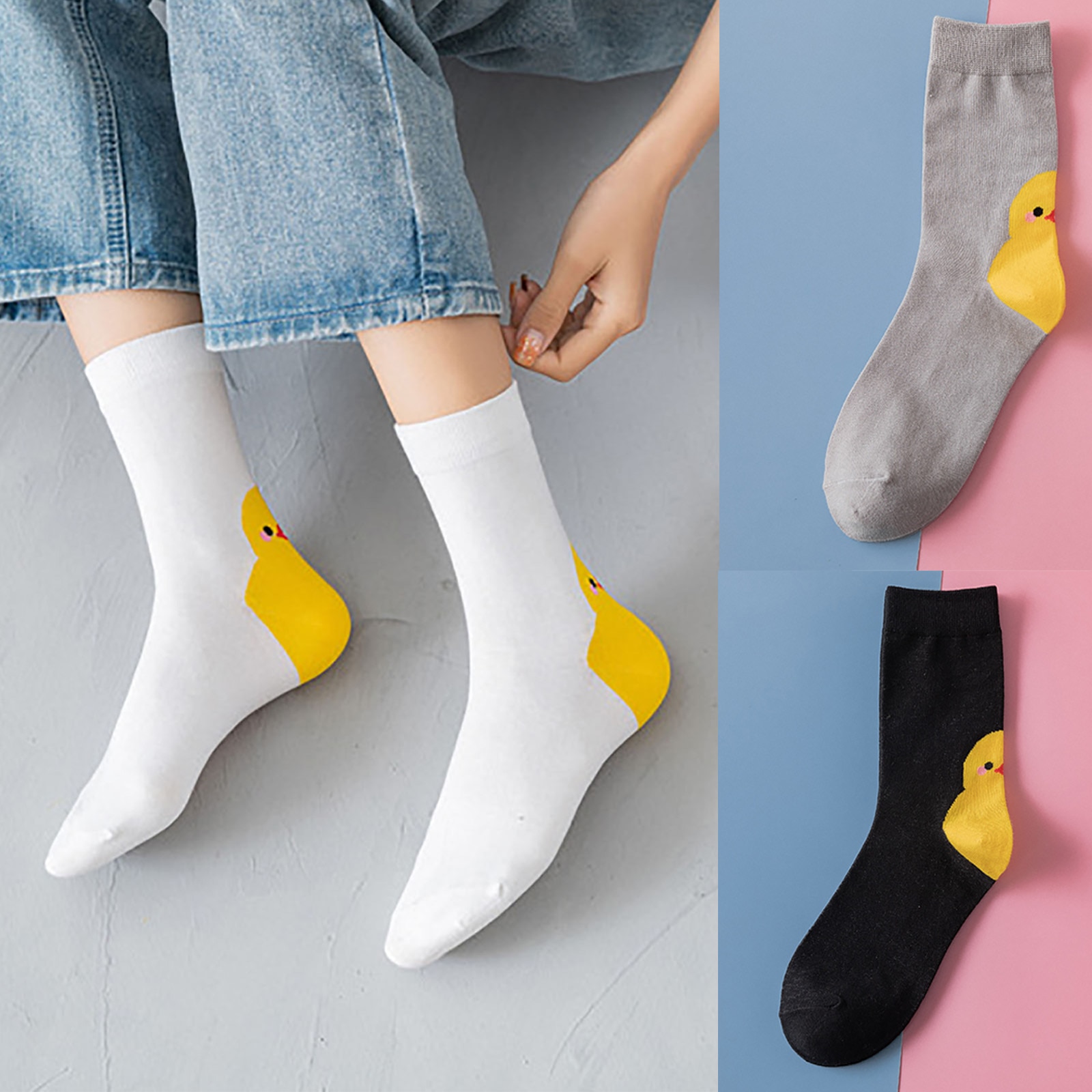 SAGACE Cute Cartoon Duck Harajuku Socks Women Fashion Comfort Warm Cotton Socks High Quality Middle Tube Casual Socks For Female