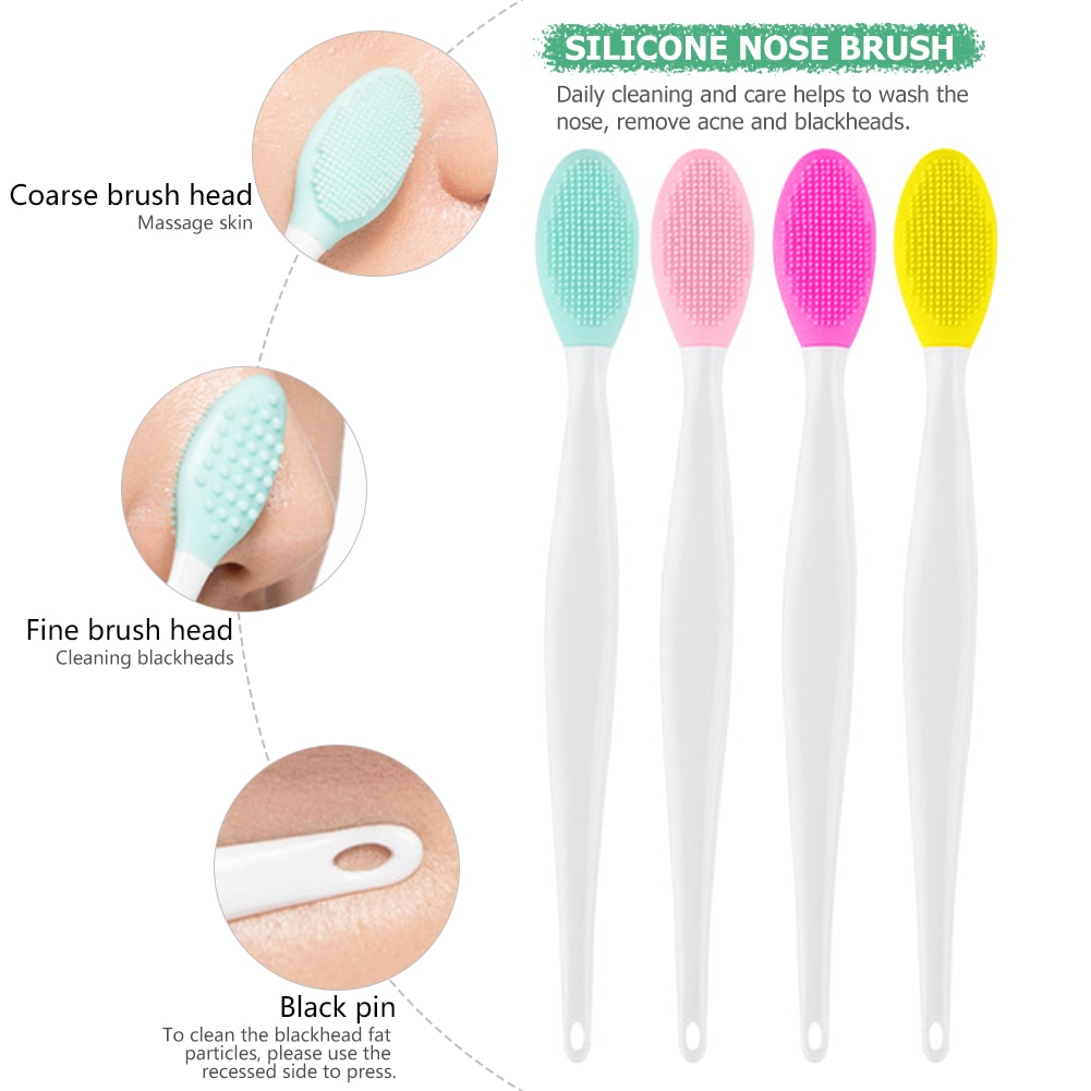 1pc Beauty Skin Care Wash Face Silicone Brush Exfoliating Nose Clean Blackhead Removal Brush Tool Face Scrub Massager