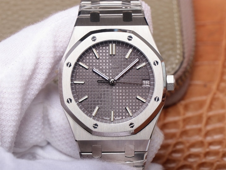 Replica AP Watches Oak Series 15500ST Gray Plate Steel Band Automatic Mechanical Watch Add a Rubber Strap