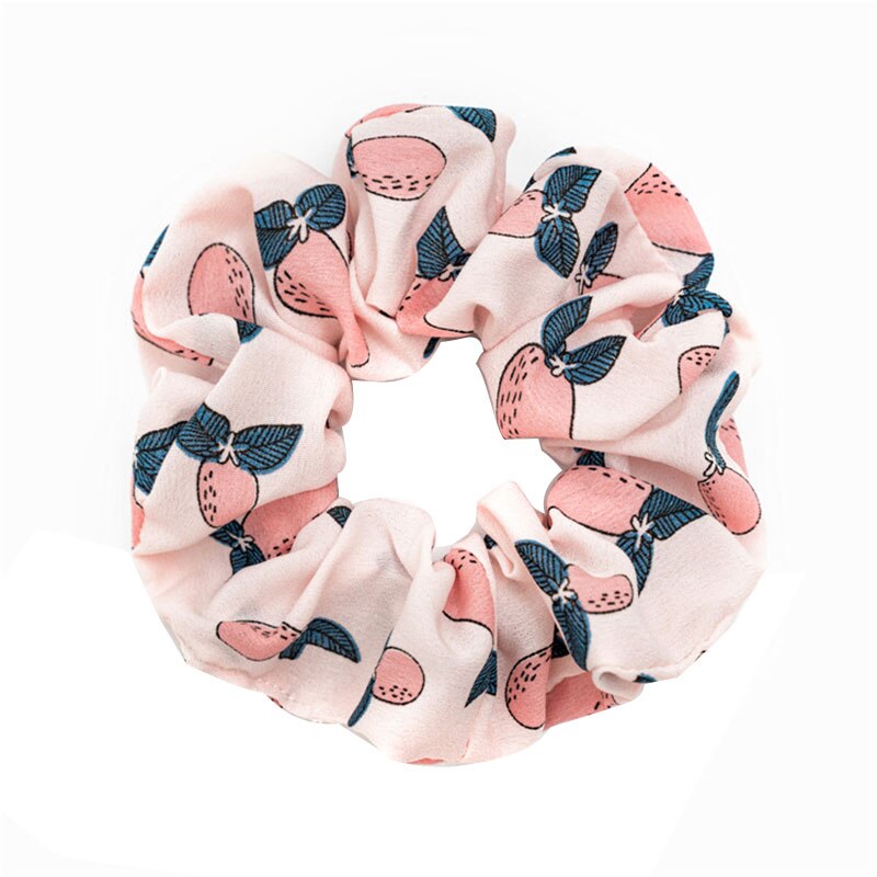 Lemon Grapefruit Pear Peach Printed Fruit Print Scrunchies Elastic Hair Rubber Band Avocado Lychee Hair Rope Hair Accessories