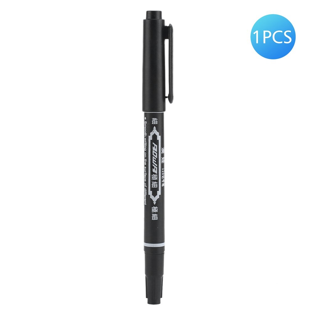 Black Ultra-fine Double-end Marker Pen Small-end Pen Water-based For Hook Line Pen Practical Stationery