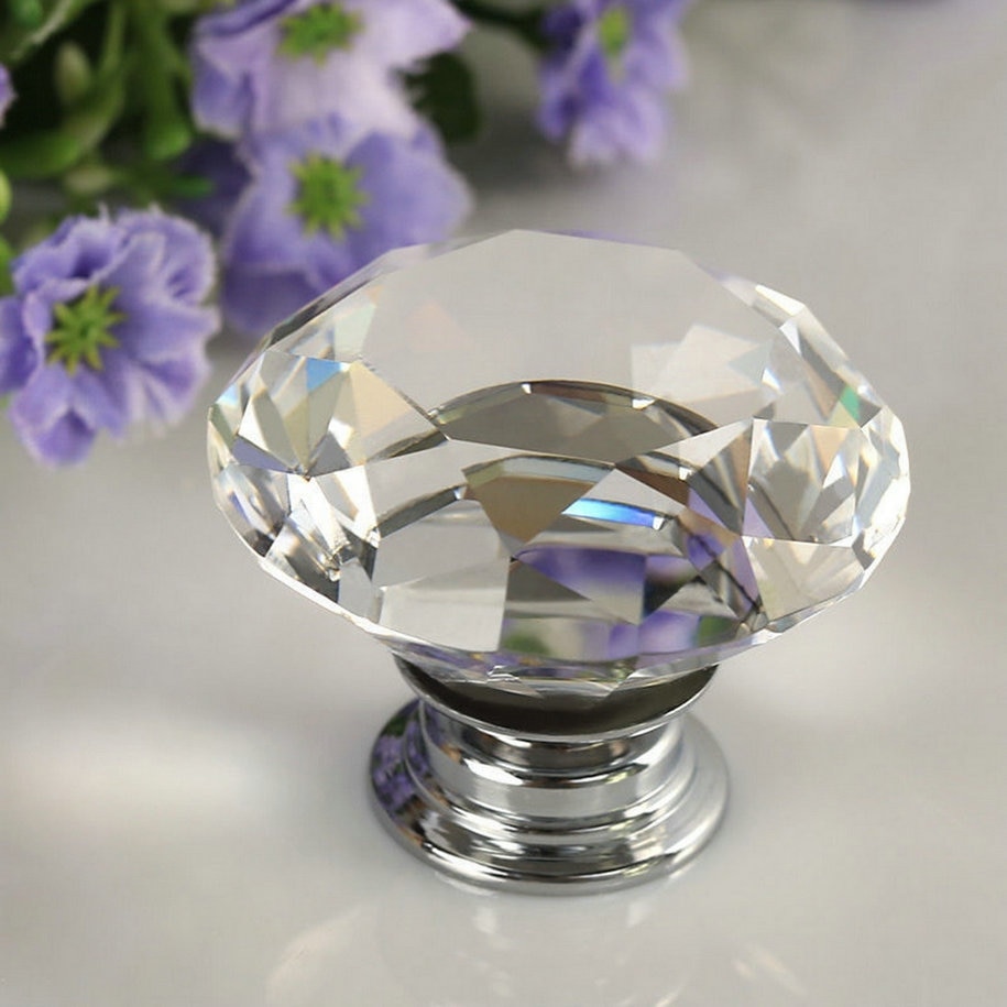 1 pc 30mm Diamond Clear Crystal Glass Door Pull Drawer Cabinet Furniture Accessory Handle Knob Screw Hot Worldwide