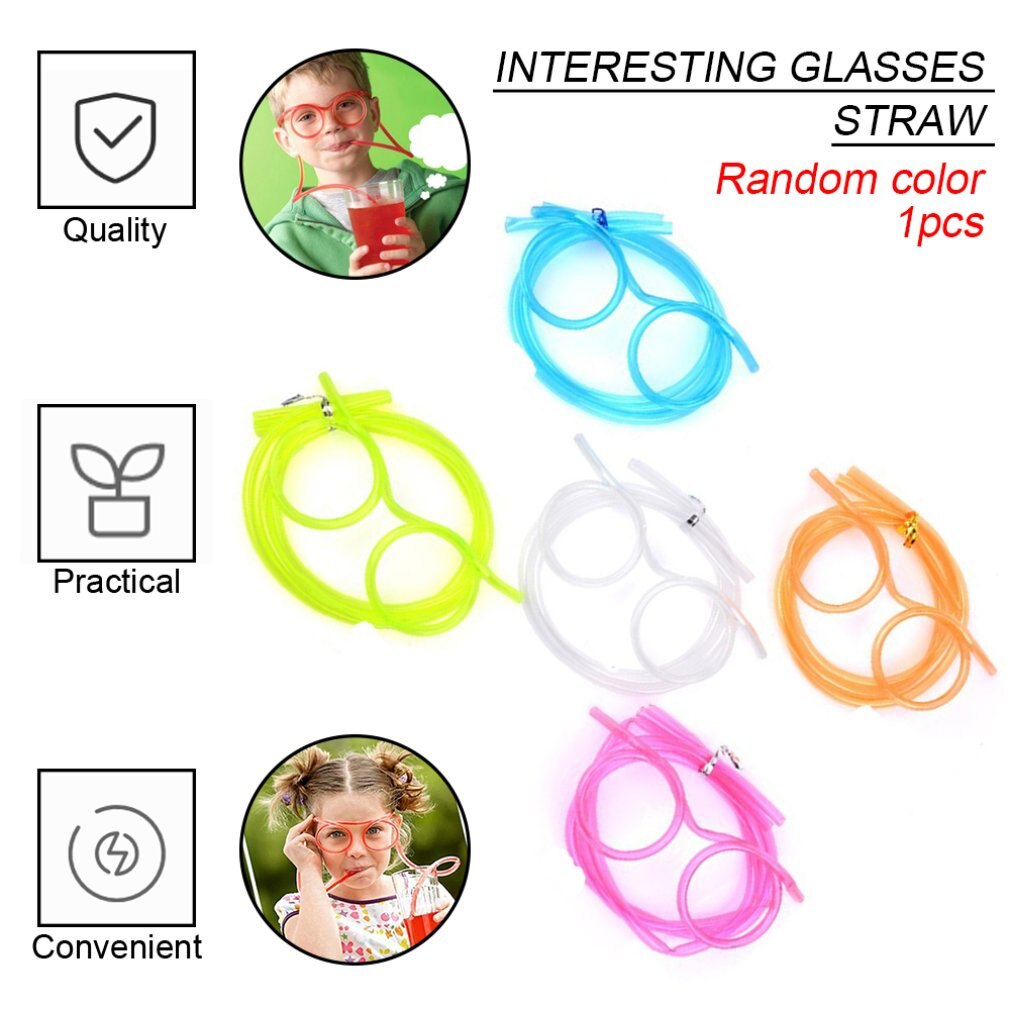 Fun Glasses Straw Novelty Flexible Soft Glasses Silly Drinking Straw Glasses For Kids Party Fun