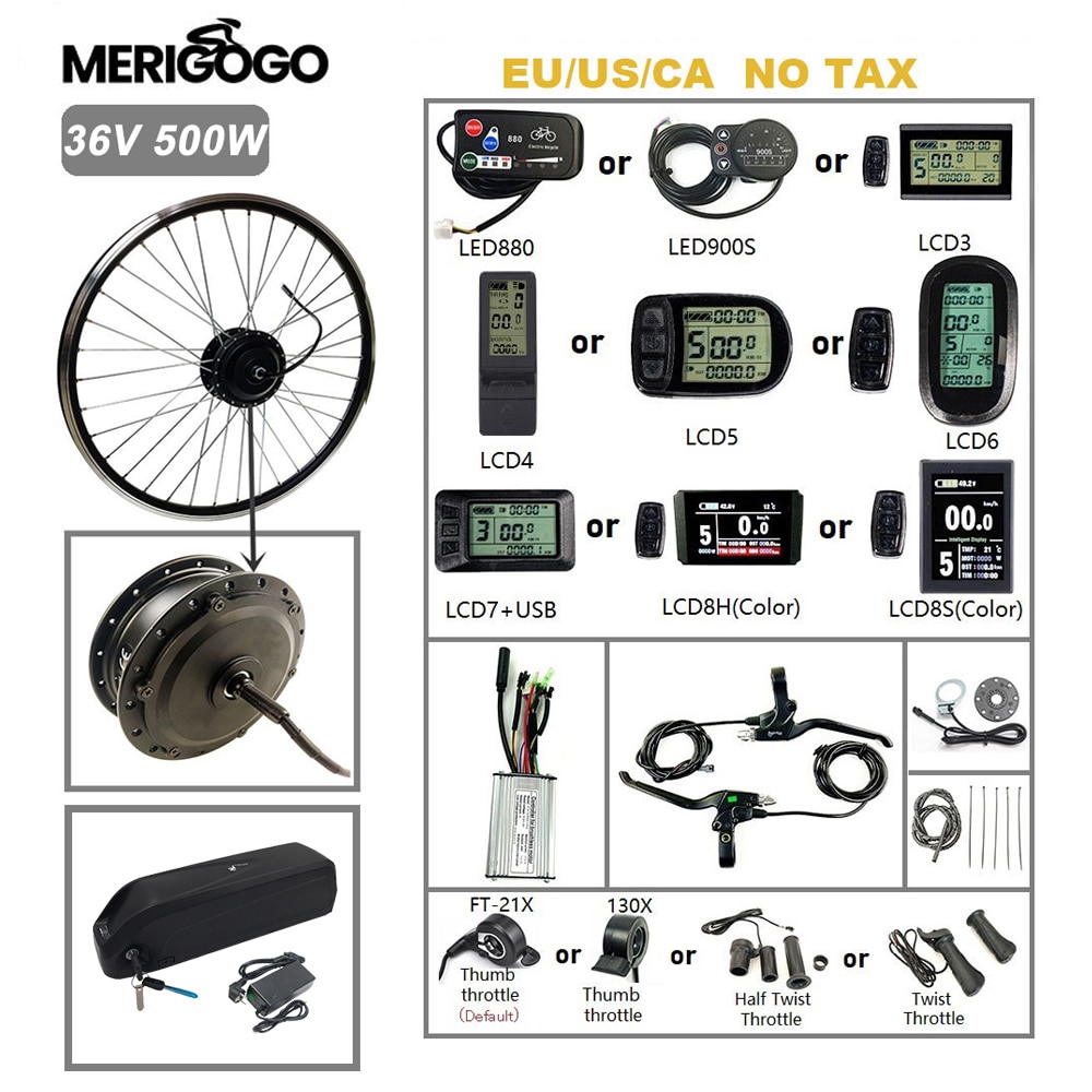 Electrci Bike Kit 36V 500W With 18.6Ah Hailong Battery Of Front Motor 16-28 Inch Wheel For Bicycle of Conversion Kits