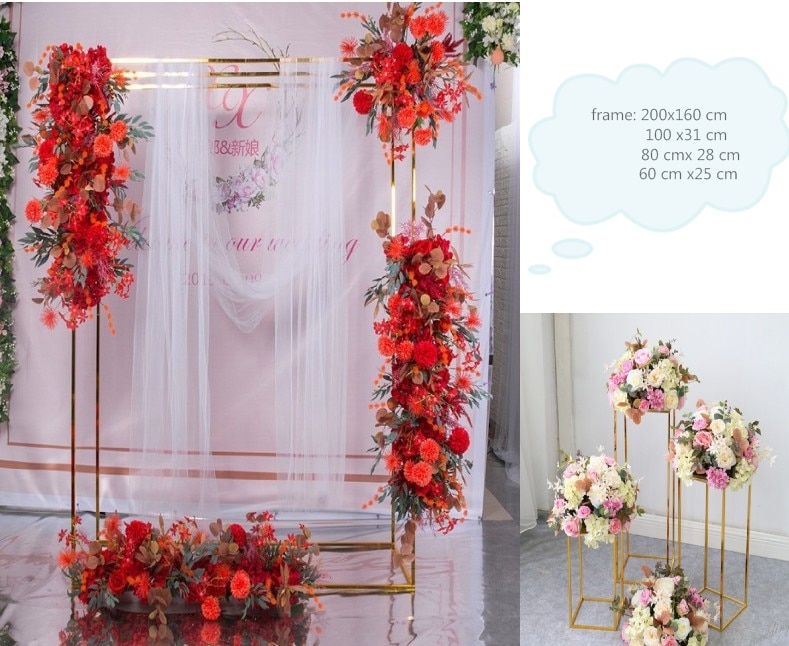 4pcs Wedding Flower Balloons Curtain Crafts Display Stand Iron Arch Metal Shelf Backdrops Pergola Bouquet Plinths Road Lead