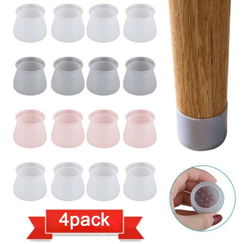 4 Pcs Silicone Chair Leg Caps Non-slip Furniture Table Floor Feet Cover Protector Pads Rubber Furniture Hole Plugs Home Decor