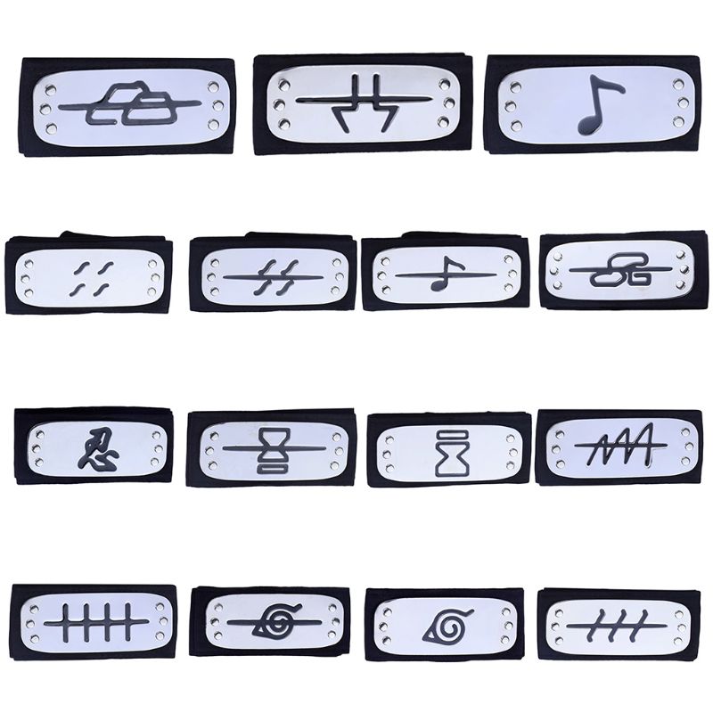 Men Women Kids Headband Japanese Anime Figures Logo Metal Plated Hairband Forehead Protector Cosplay Accessories