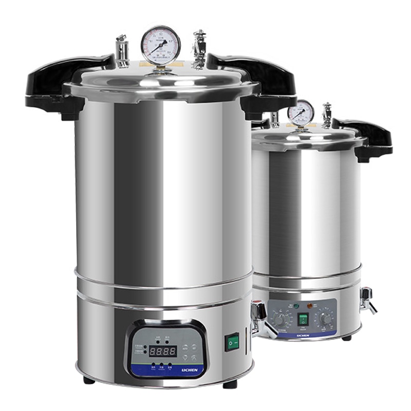 220V Digital Display Portable High Pressure Steam Sterilizer Double Scale 304 Food Grade Stainless Steel High Temperature