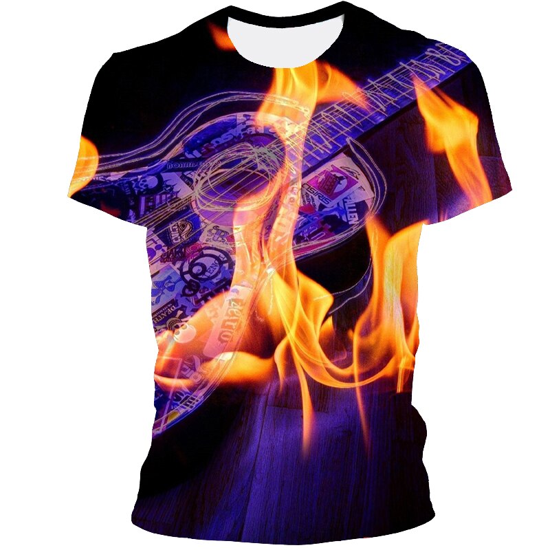 2021 New Summer Flame Men's T-shirt 3D Round Neck Top Fashion Alternative Element Shirt Trendy Men's T-shirt