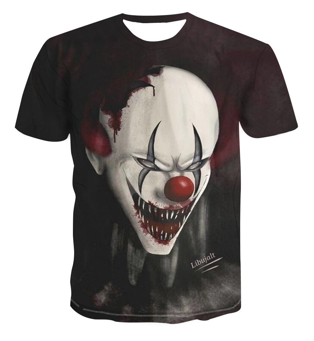 2021 hot-sale Clown 3D Printed T Shirt Men Joker Face Male tshirt 3d Clown Short Sleeve Funny T Shirts Tops & Tees XXS-4XL