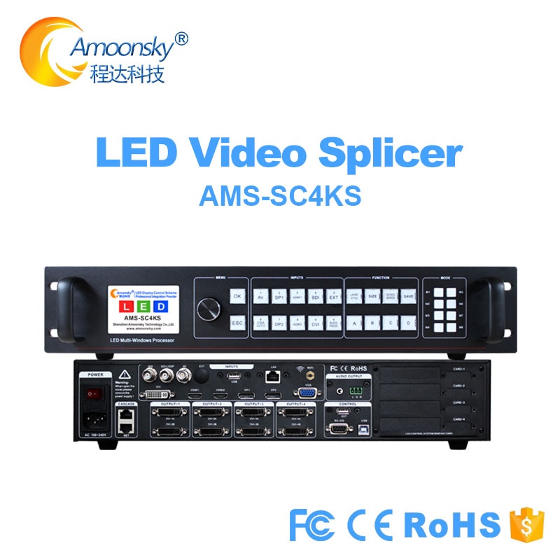 Multi-picture splicer led video scaler controller HD video processor support 8pcs linsn novastar msd300 colorlight sending card
