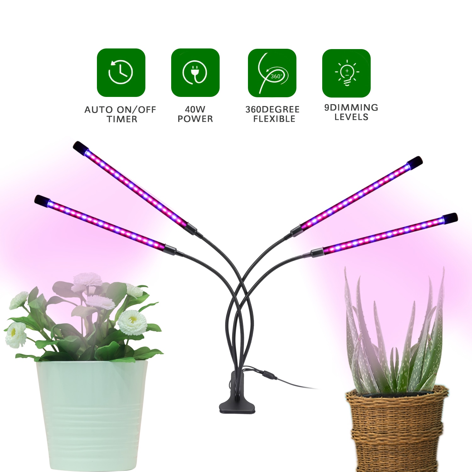 IngHoo Plant growth clip light Indoor LED Phyto Lamp Full Spectrum USB socket Wire control Cultivation Plants Seedlings Flower