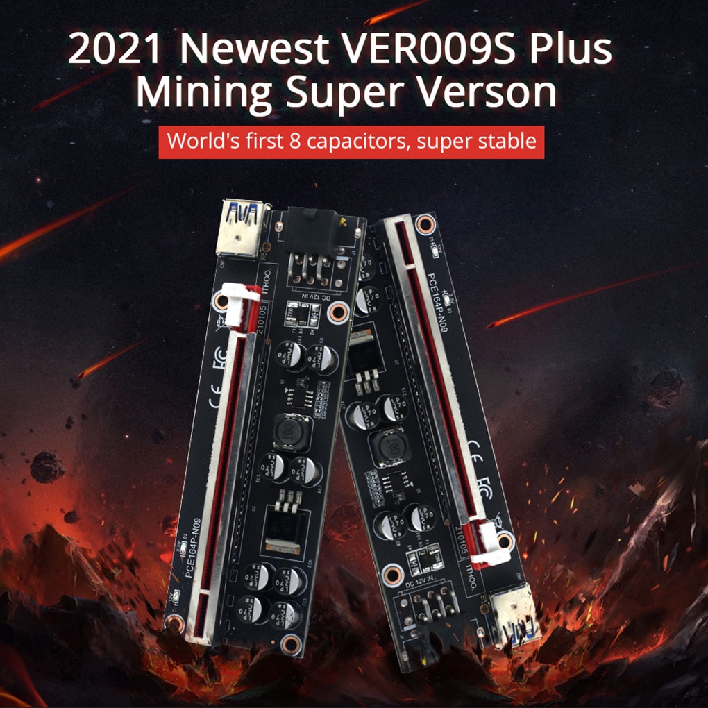 Newest VER009S Plus PCI-E Riser Card PCI Express 1X to 16X USB 3.0 Cable SATA to 6Pin Connector for Graphics Video Card Mining
