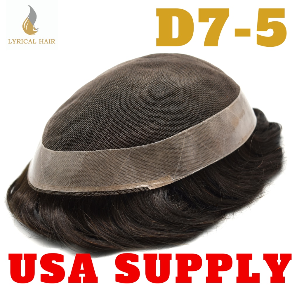 Men's Hair French Lace Mens Toupee Wig Hairpieces Remy Hair System Replacement For Men D7-5 USA SUPPLY