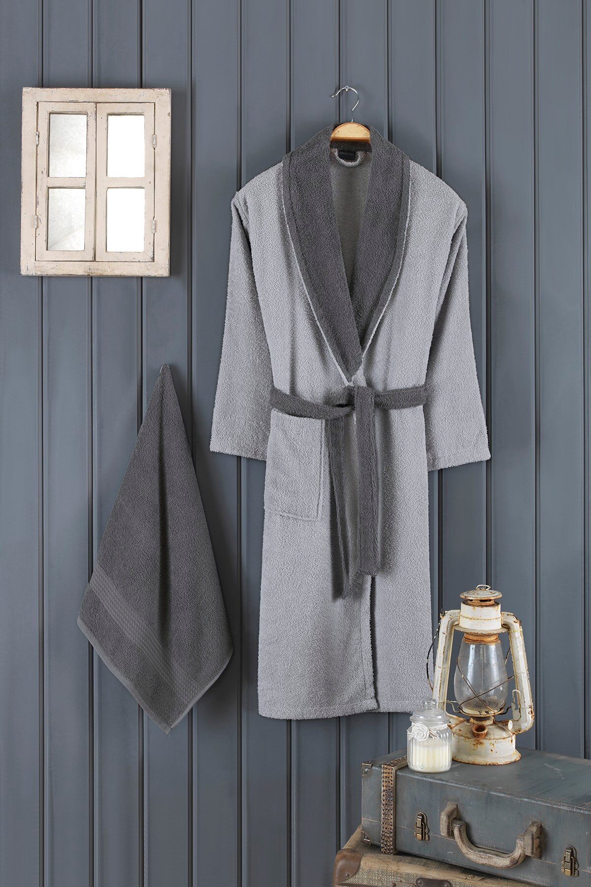 100 cotton Men 'S 2 Piece Bathrobes Set