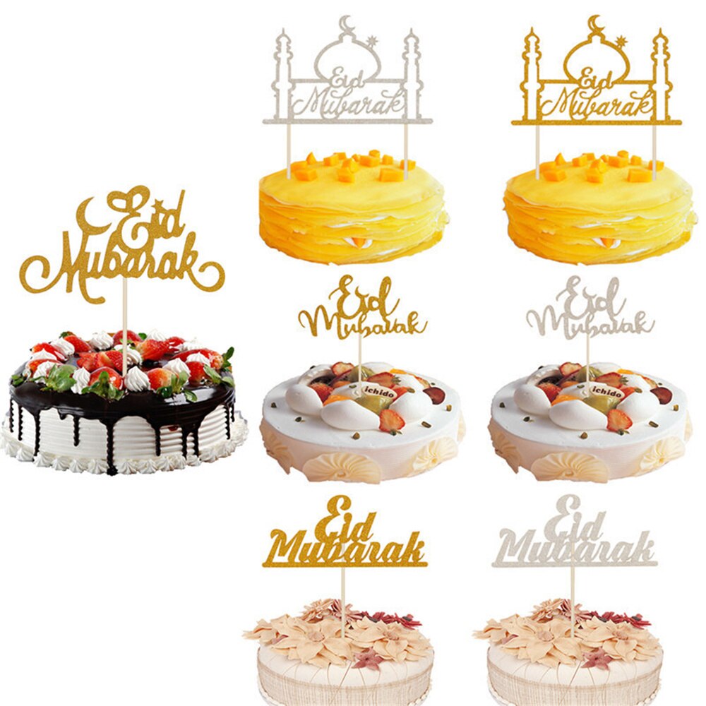 Gold Silver Laser Cake Topper Wedding Birthday Party Ramadan Decor Cupcake Topper Mothers Day Cake Topper