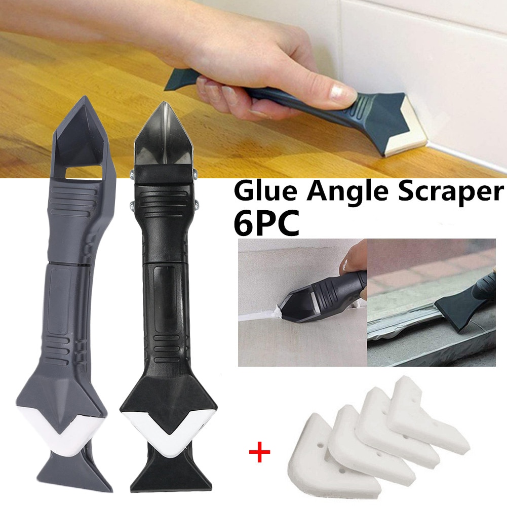 6PC/Pack Glass Glue Angle Scraper Scraper and Caulking Tool Cement Scraper Tool Shovel Angle Glue Shovel Floor Cleaning Sealant