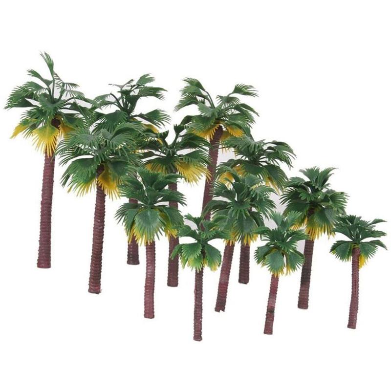 Building Train Model Sand Table Mini Tropical Palm Tree Coconut Tree Plastic Simulation