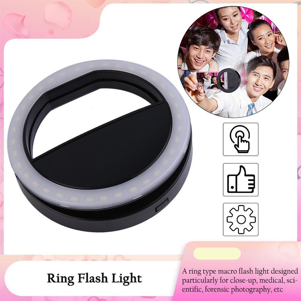 Mobile Phone Clip Selfie LED Auto Flash For Cell Phone Smartphone Round Portable Selfie Flashlight Mini Camera Flashlight