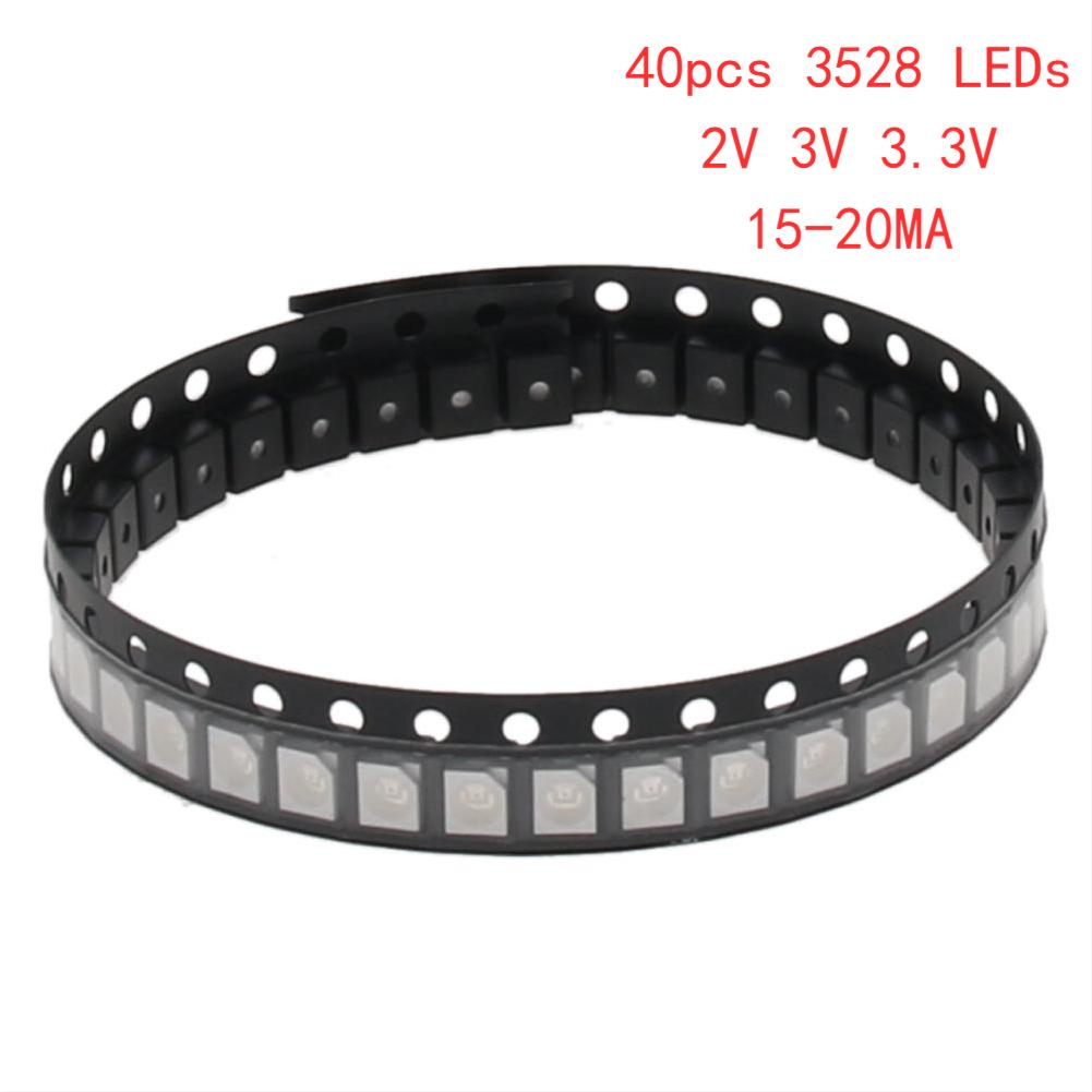 40pcs 3528 SMD LED Diode SMD LED Rectangle Lamp Beads 15-20MA Light Emitting Diodes 2V 3V 3.3V For LED Strip Lights Bulb