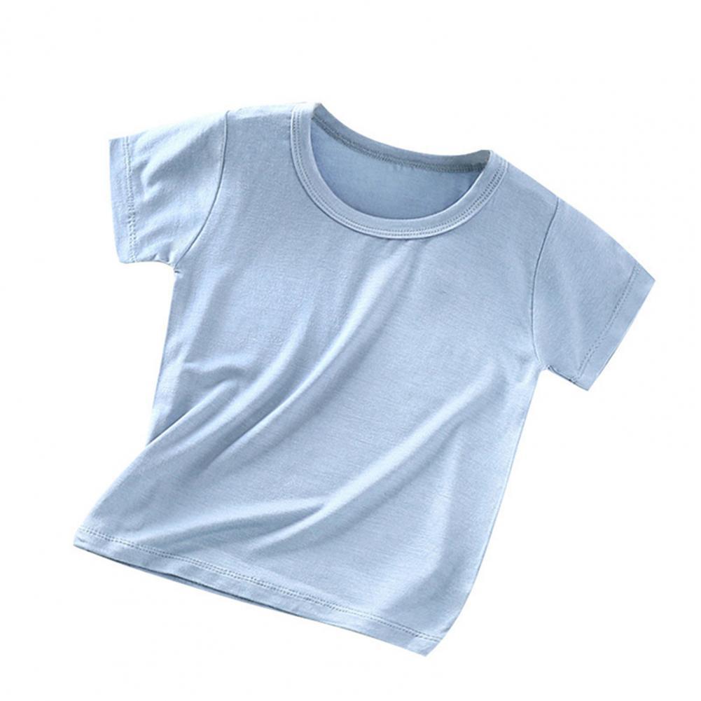 New Skin-friendly Baby T-shirt Crew Neck Breathable Elastic Kids Unisex Cotton Short Sleeve Tops for Summer Clothing