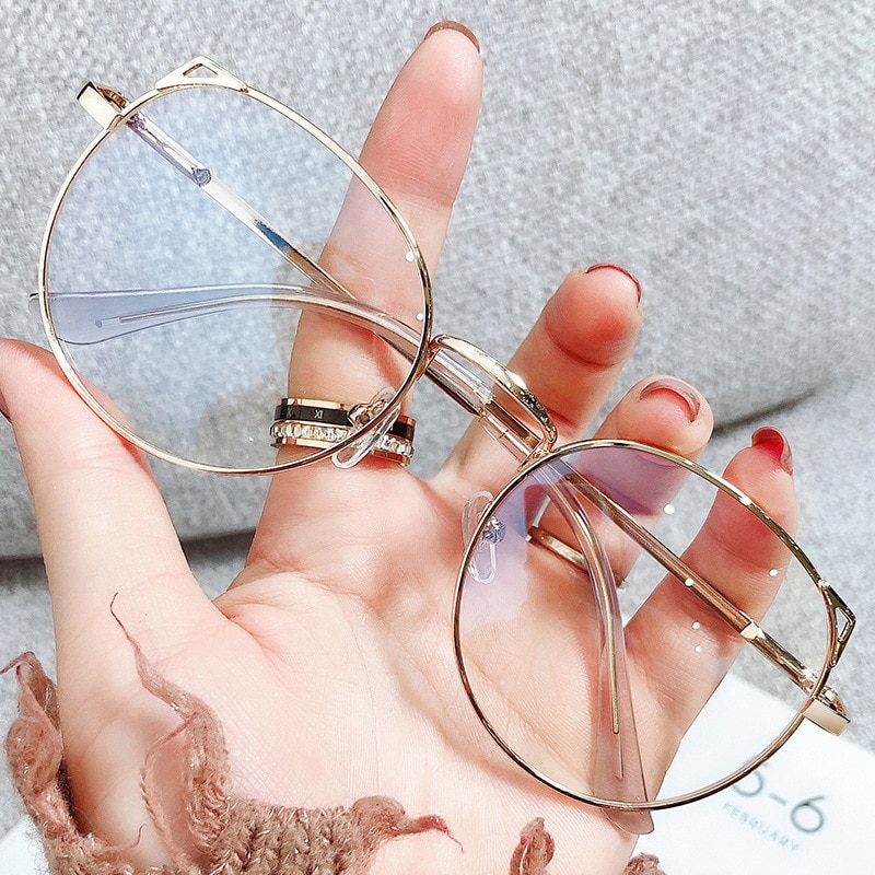 2021 Trends Women Office Anti Blue Light Oversized Computer Glasses Cat Eye Female Blue Blocking Big Size Eyeglasses Alloy Frame