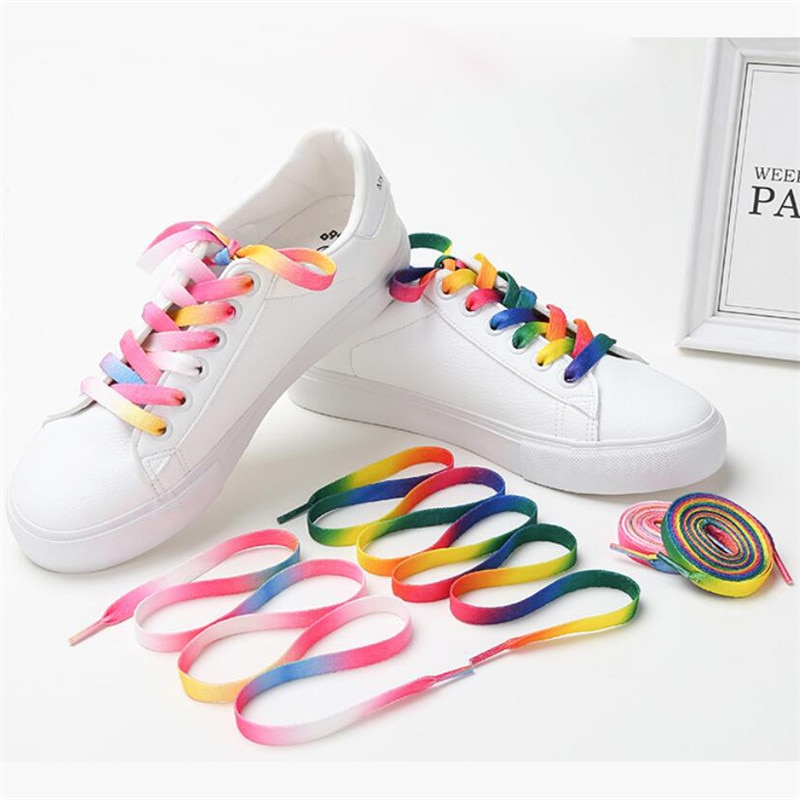 Rainbow Colorful Flat Shoelaces Fashion Printed Gradient Shoes Laces Sports Casual Sneakers Shoelaces Canvas Bootlaces Strings