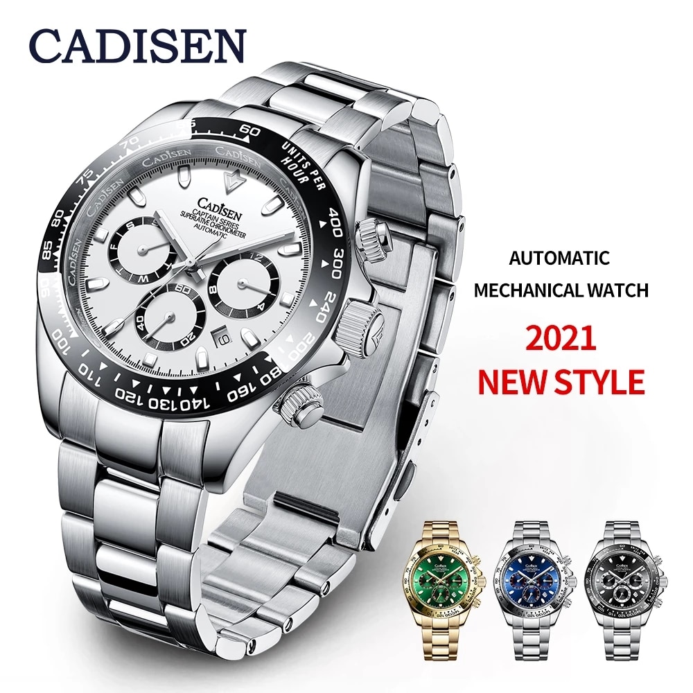 CADISEN Automatic Machinery Men's Watches Luxury Ceramics Daytona Watch Sport Waterproof Wristwatch Mens Clock 2021 Man watch