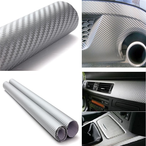 Waterproof 127cm x30cm 3D Carbon Fiber Vinyl Wrap Film Car Vehicle Sticker Sheet Roll Silver Gold Black free shipping