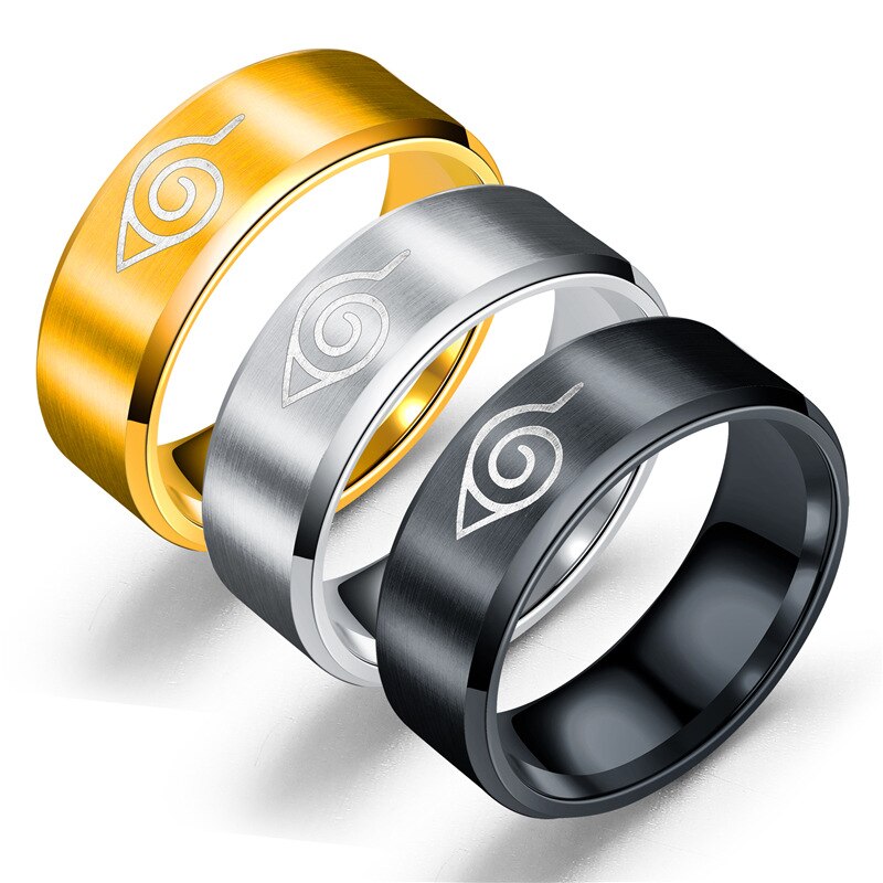 JApan Anime Design 8MM Japanese Style Animation Uzumaki Cosplay Ring Stainless Steel Jewelry Titanium Steel Jewelry Men's Ring