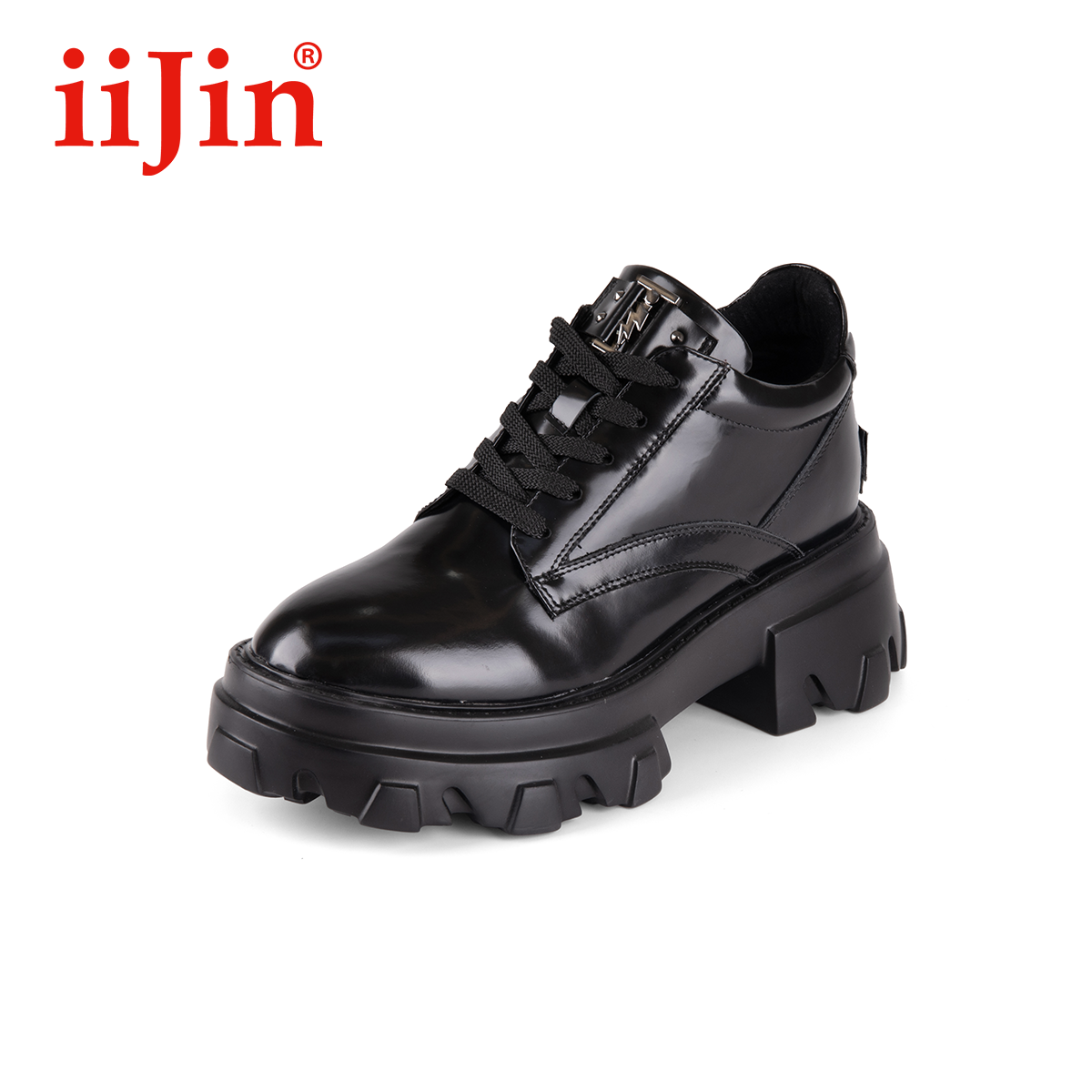 iiJin 2021 spring new arrival British style ultra-light inner increase 8cm loafer cream leather shoes sneakers for women walking