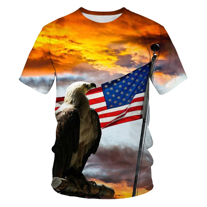 2021 Men's Short Sleeve T-shirt 3D Eagle Animal Print Summer Fashion Cool Male T Size XXS-6XL