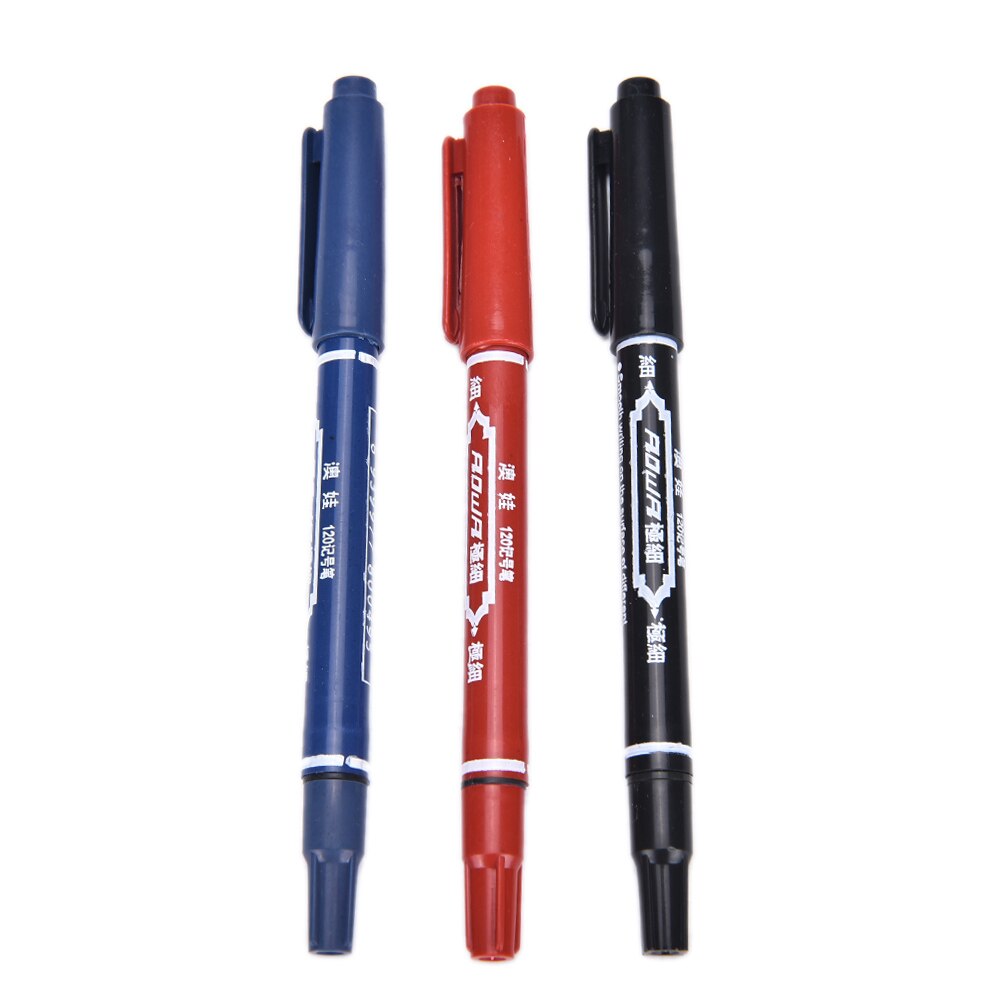 1pc Black / Red / Blue Permanent Paint Marker Pen Twin Tips Doubled Headed Hook Line For CD DVD Media Disc Writing Pens