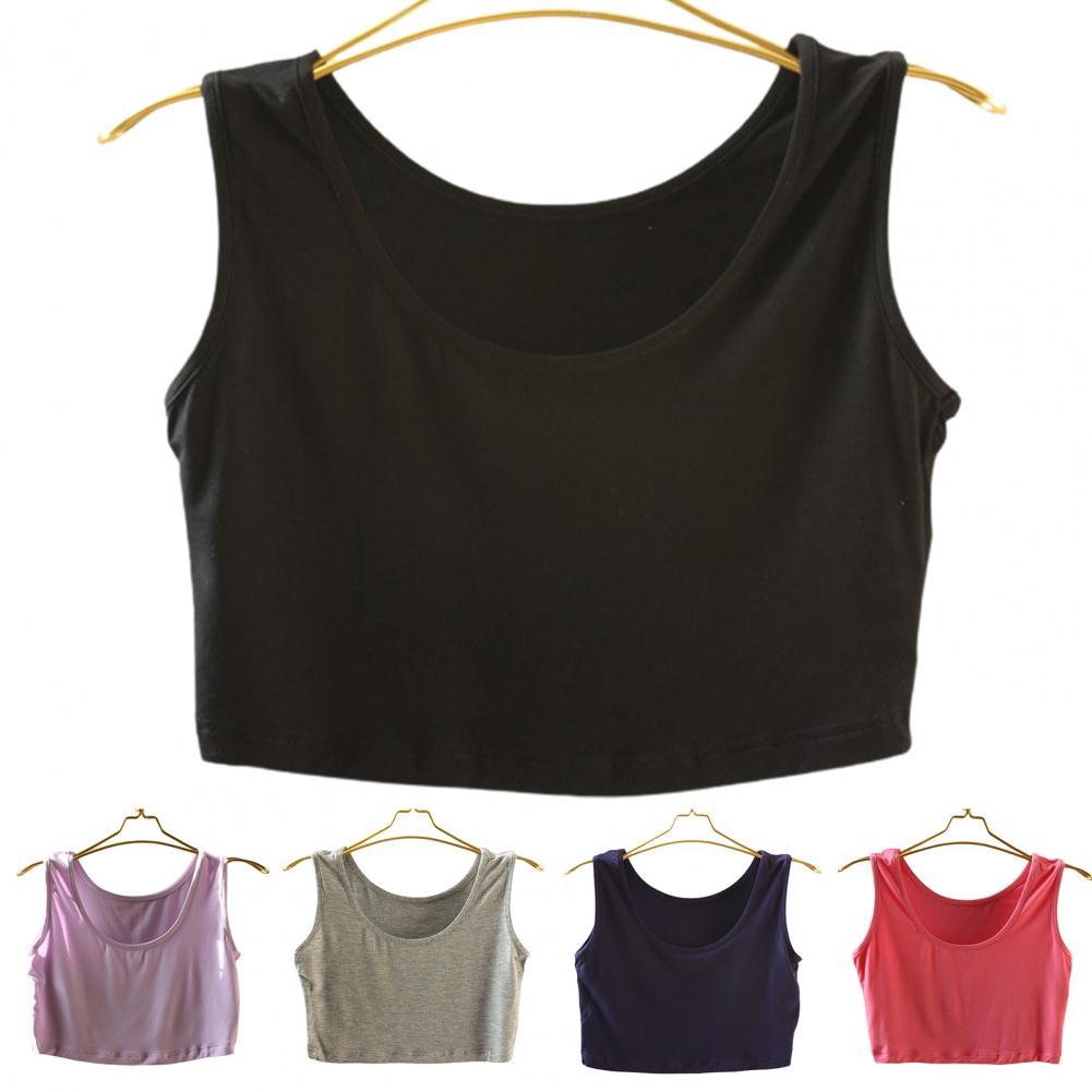 New Stylish Solid Color Sleeveless U-neck Wrap Chest Modal Crop Top Tank Top Workout Vest Streetwear Clothing