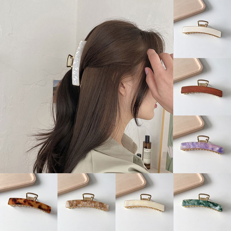 Simple Geometric Metal Alloy Printed Hair Claws Barrettes Handmade Women Ponytail Hairpins Retro Hair Clip Hair Accessories