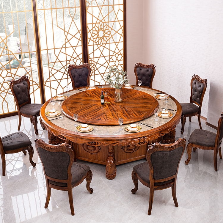 Marble automatic turntable of Wujinmu electric dining table hotel big round table hotel