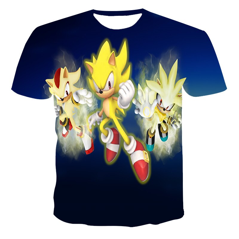 2021 new 3DT shirt children's fashion [speed of sound] hedgehog cute kid boy/girl/cartoon T-shirt O-neck clothes summer fashion
